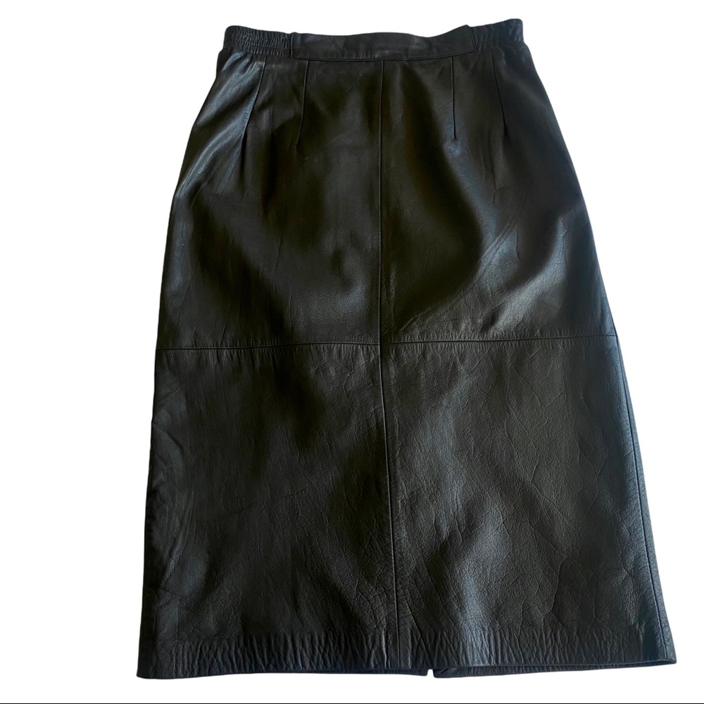 Vintage Diversity Genuine Leather Black Pencil Skirt 6
